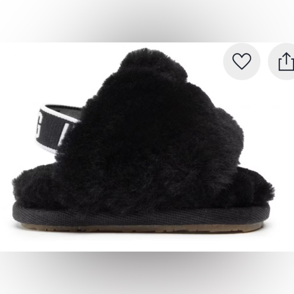 NEW without Box UGG Black FLUFF YEAH Slides sz 7